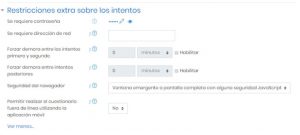 restricciones en cuestionarios